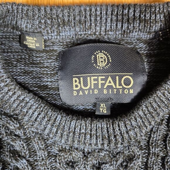 Buffalo David Bitton Sweater Mens XL Blue Cable Knit Pullover Crew Neck Knitwear - Picture 4 of 10